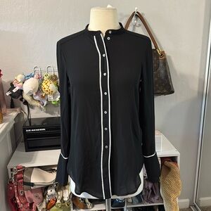 NWT H&M Black & White Sheer Button Up